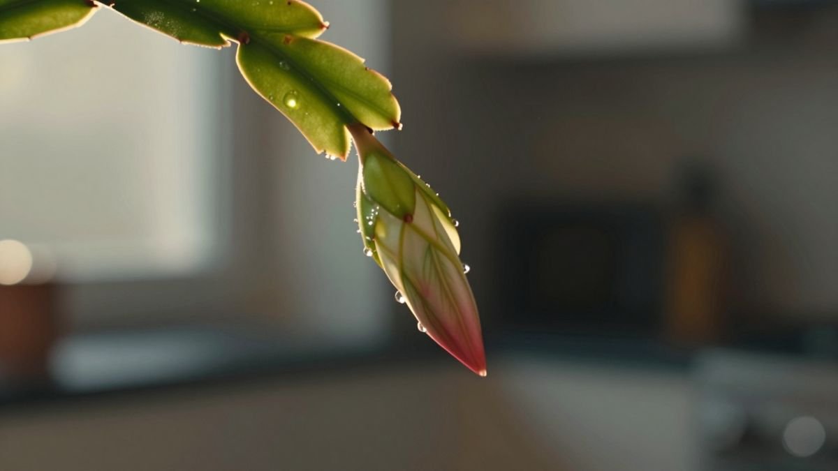 christmas cactus bud close up