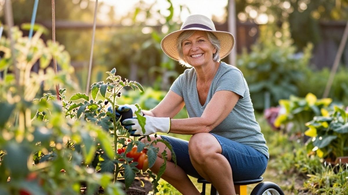elder woman on the chair with wheels