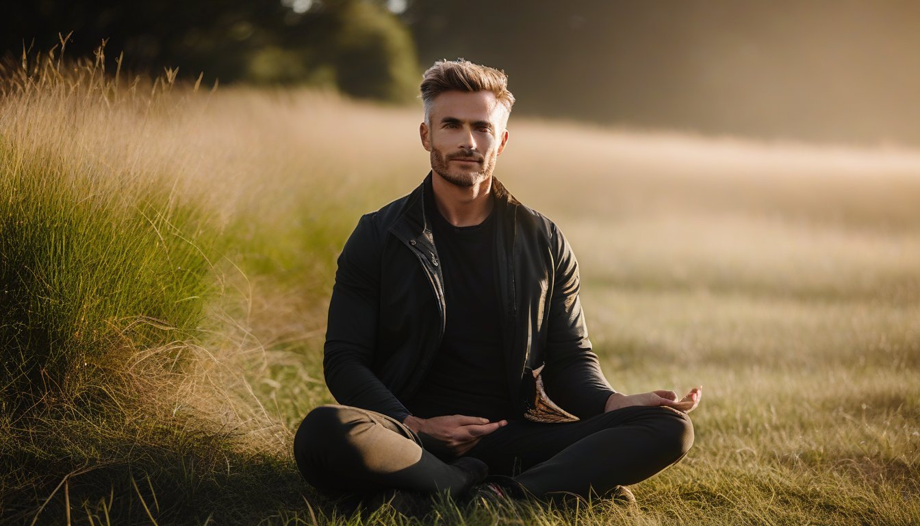Adult practicing mindfulness outdoors